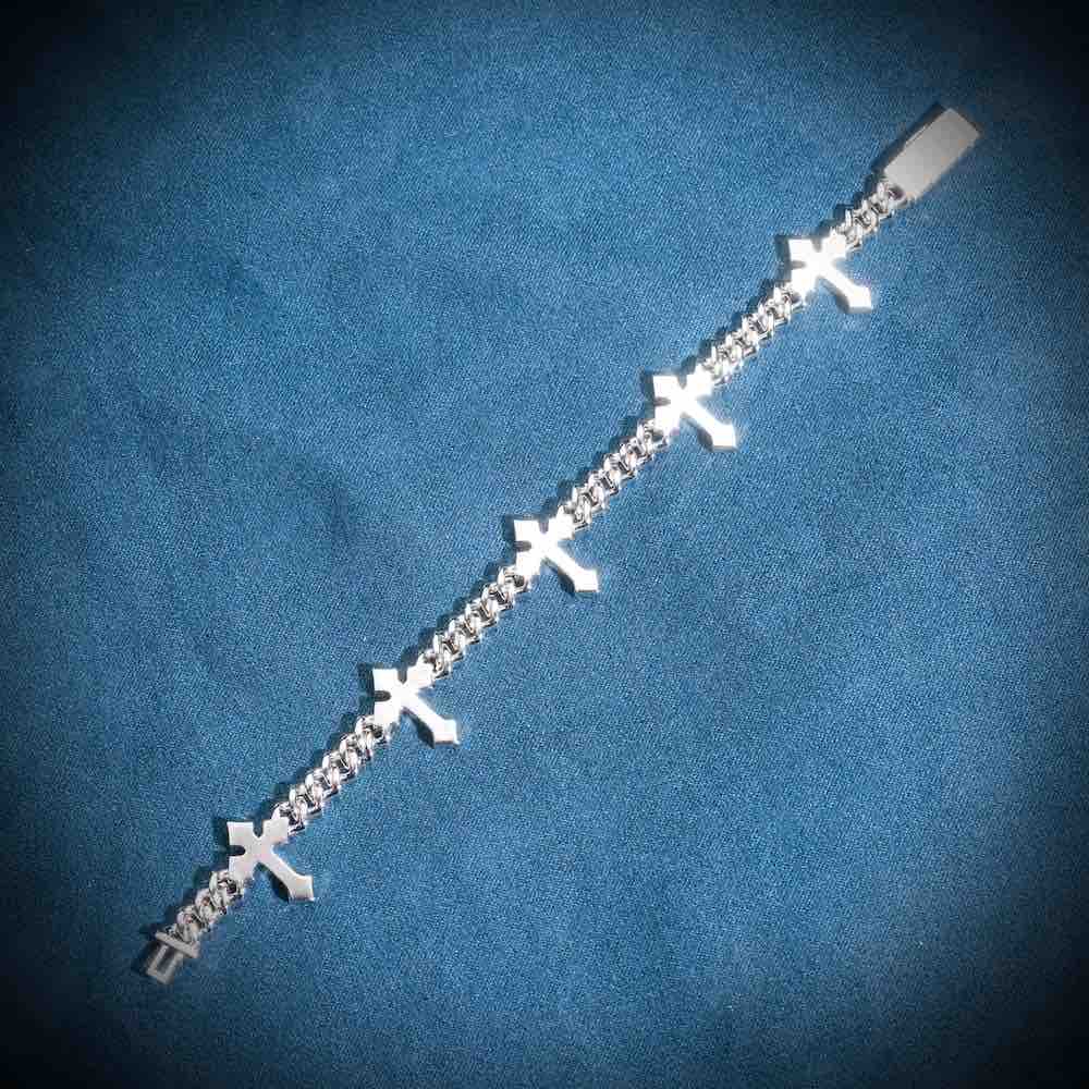 6MM Moissanite  Cross Cuban Link Bracelet
