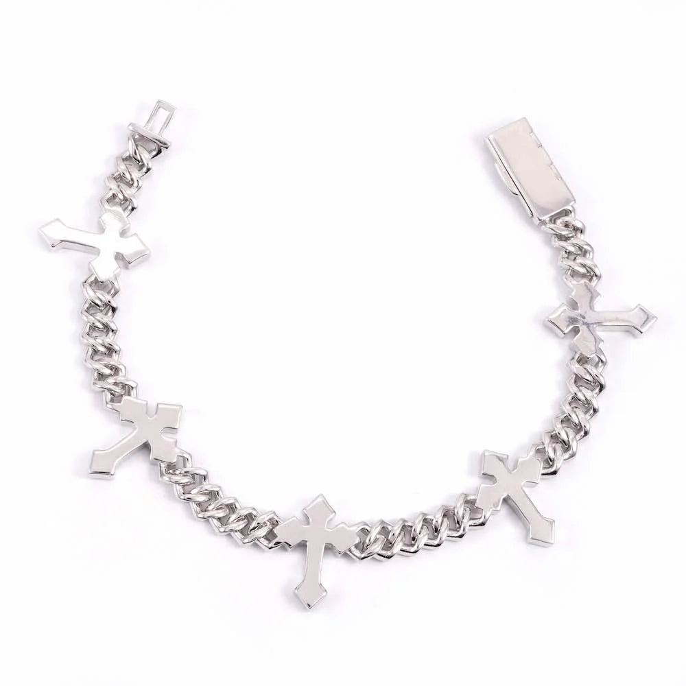 6MM Moissanite  Cross Cuban Link Bracelet