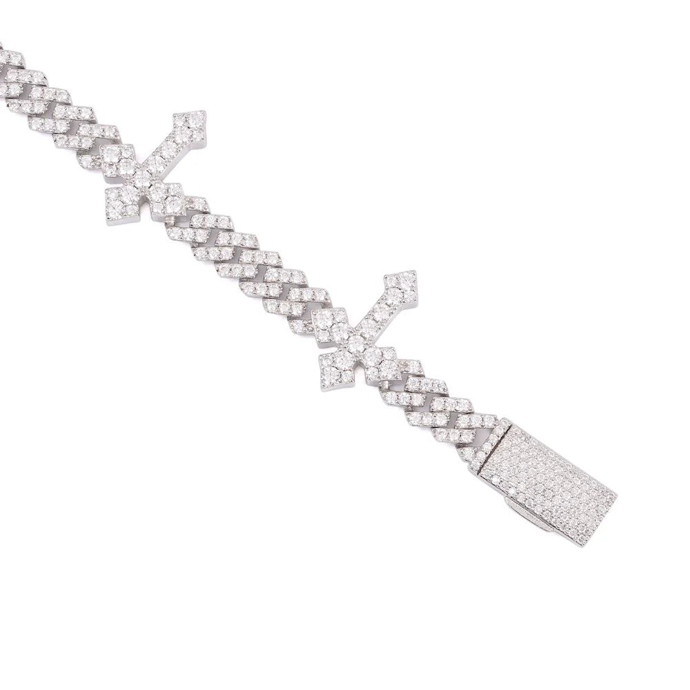 6MM Moissanite  Cross Cuban Link Bracelet