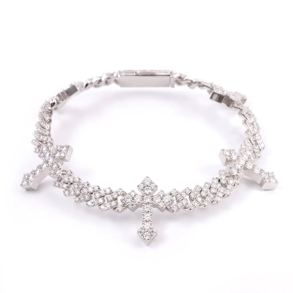 6MM Moissanite  Cross Cuban Link Bracelet