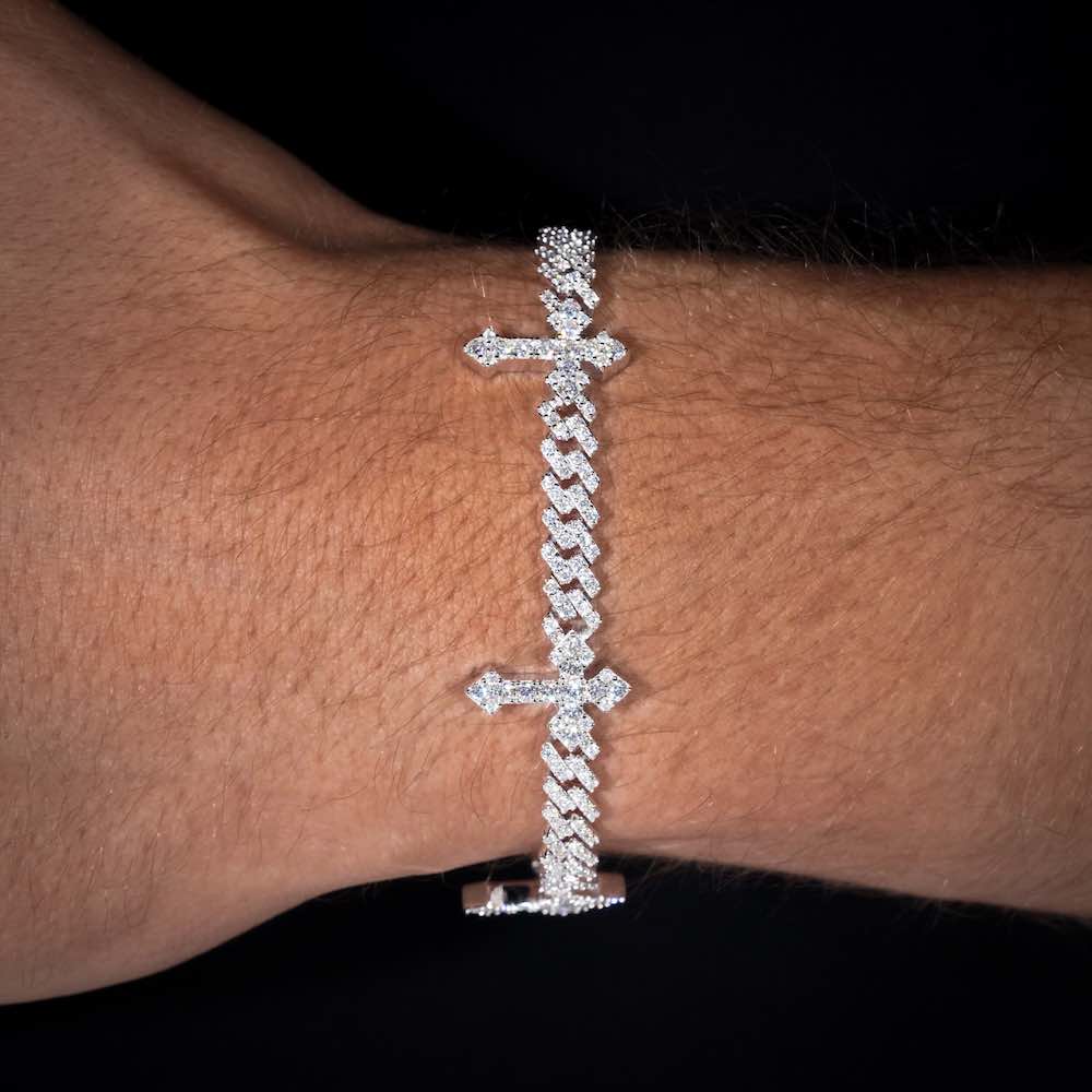 6MM Moissanite  Cross Cuban Link Bracelet