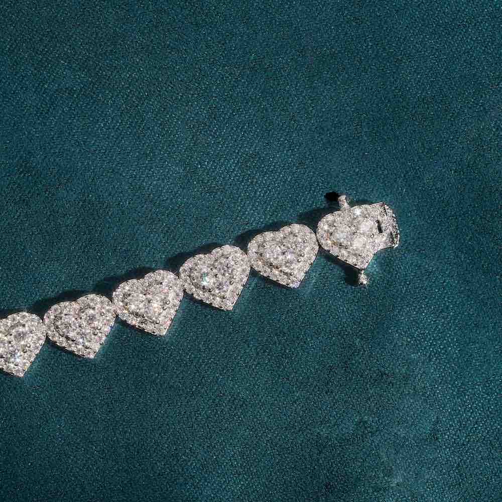 8MM Moissanite Heart Link Bracelet